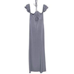 Forever 21 Olive Green Slinky Off Shoulder Maxi Dress Size S